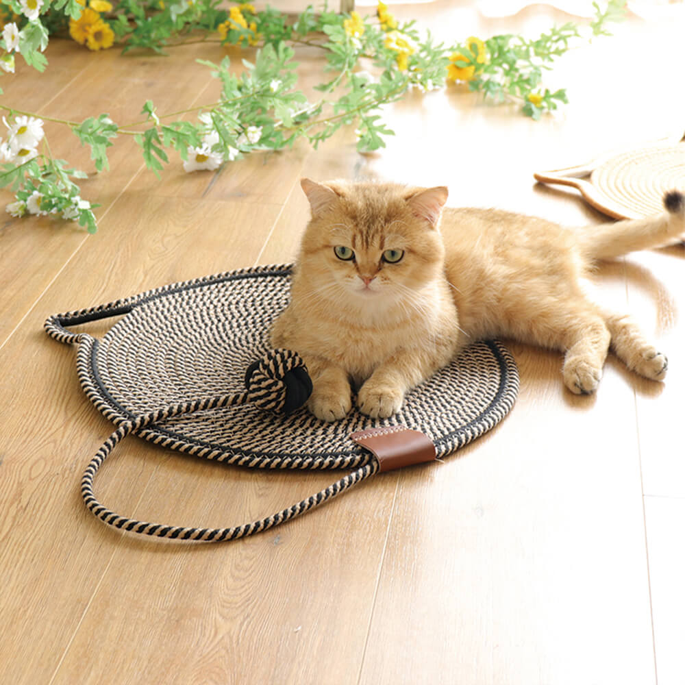 Tapete Arranhador Redondo Durável para Gatos com Bola de Brinquedo