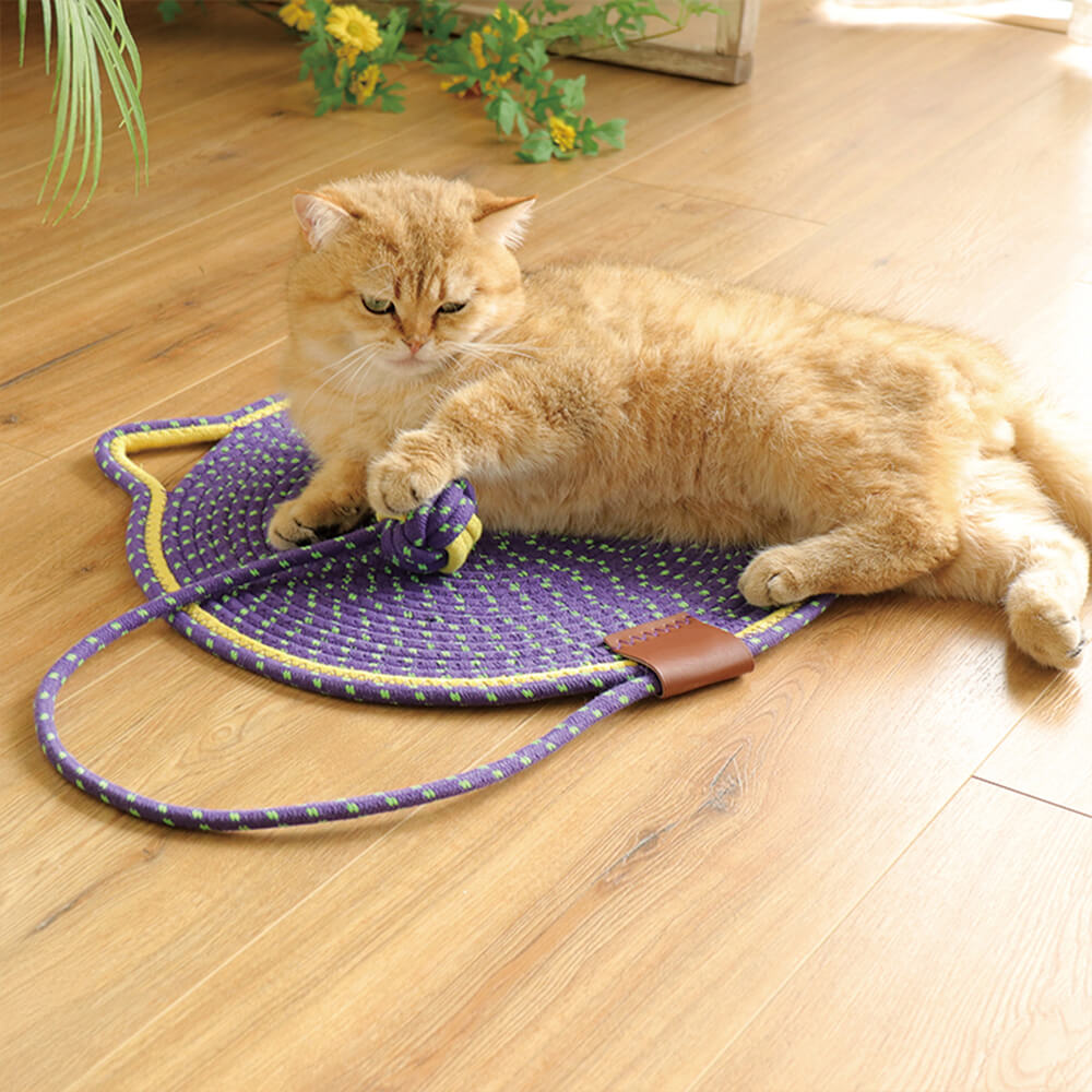 Tapete Arranhador Redondo Durável para Gatos com Bola de Brinquedo